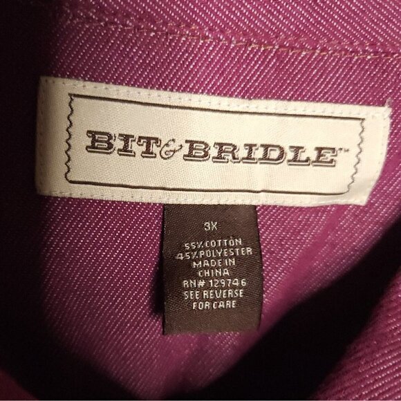 Bit & Bridle Plus Berry Purple Western Button Down 3XL - Picture 4 of 5